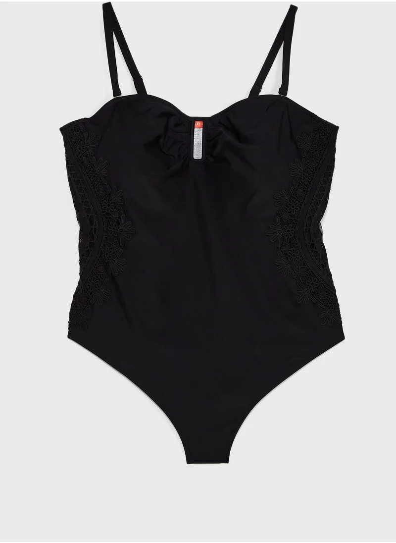 River Island Plus Bandeau Applique Swimsuit