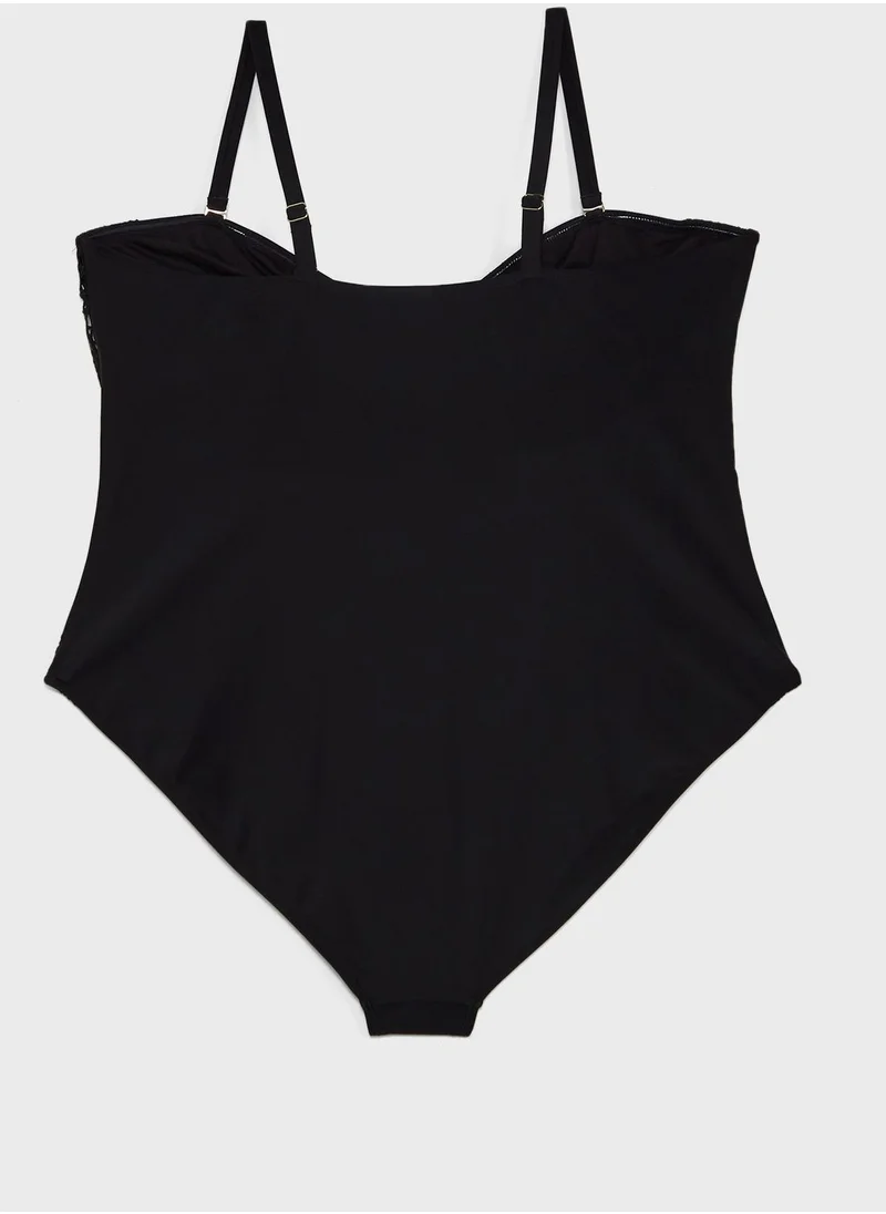 River Island Plus Bandeau Applique Swimsuit