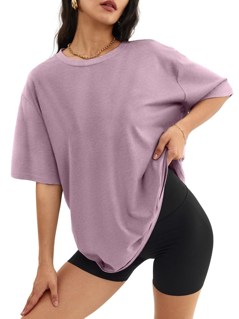 2022 European American Womens Loose Tee lotus root color 