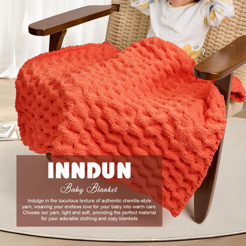 INNDUN Blanket Yarn 100g/3.5oz - Orange Chenille Yarn 6 Super Bulky - 72 Yards - Knitting, Crocheting & Crafts Chunky Yarn - Image 3