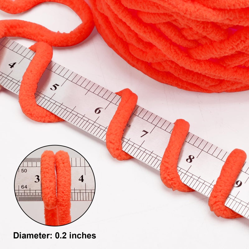 INNDUN Blanket Yarn 100g/3.5oz - Orange Chenille Yarn 6 Super Bulky - 72 Yards - Knitting, Crocheting & Crafts Chunky Yarn - Image 2
