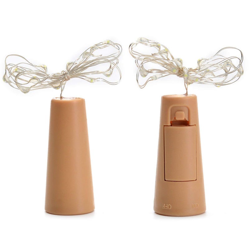 PEAKTASTE LED Wine Bottle Cork Lights Copper Wire String Lights 2M Battery Operated Wine Bottle Fairy Lights Bottle Christmas Wedding Party Home Decor Lights Warm White Set of 2  - Image 3