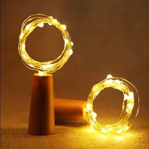 PEAKTASTE LED Wine Bottle Cork Lights Copper Wire String Lights 2M Battery Operated Wine Bottle Fairy Lights Bottle Christmas Wedding Party Home Decor Lights Warm White Set of 2  - Image 1