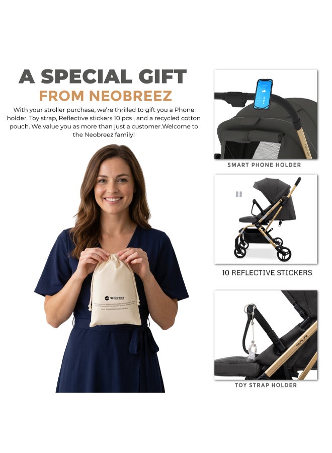 Neobreez - Octa 360 Degree Reversible Stroller Compact Travel Stroller - Grey - Image 3