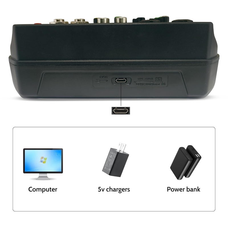 MX 4 Channel Audio Mixer – Basic Sound Mixing Console with Bluetooth USB 48V Phantom Power. Use for Basic audio learning set-up (NOT FOR RECORDING or PROFESSIONAL AUDIO MIXING CONSOLE) (1) - Image 4