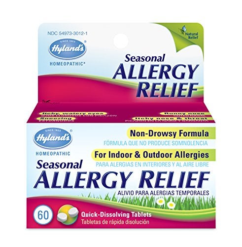 Hyland's Allergy Pills by Hyland's, Non Drowsy Seasonal Allergy Relief, Safe and Natural for Indoor and Outdoor Allergies, 60 Quick Dissolving Tablets (Pack of 1, 60 Count Total) - Image 1