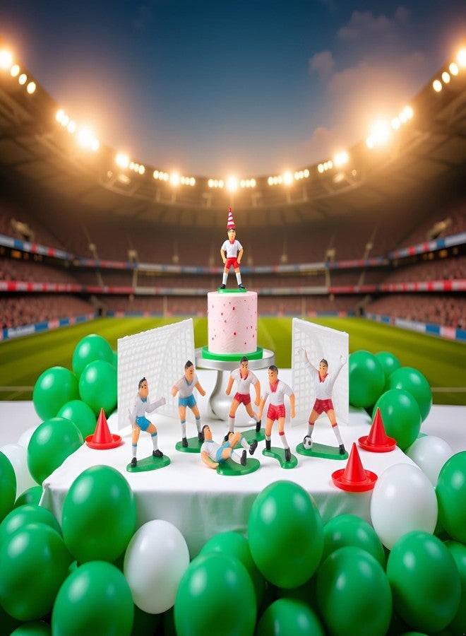 SquarezhenBo 9Pcs Football/Soccer Toppers for Cake and Cupcakes - Sports Theme Baby Shower Party Supplies - Black and White Neutral Color Family - Image 5