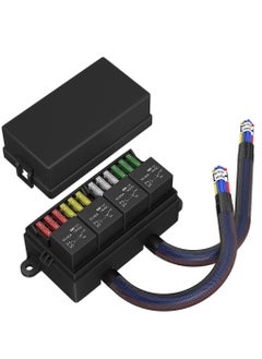 12 Volt Fuse Relay Box Pre-Wired Fuse and Relay Box with 4 Relays and 12 Way ATC/ATO Fuses Sealed 12V Relay Fuse Box Block for Auto Car Marine Boat
