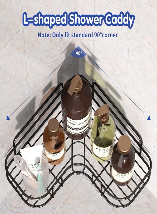 TORO Corner Shower Caddy, No Drilling Metal Shower Rack Wall Mounted Bathroom Shower Organizer Shelves for Inside Shower & Kitchen Storage (Pack 03) (Black) - Image 3