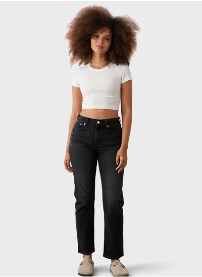 امريكان ايجل High Waist Straight Fit Jeans