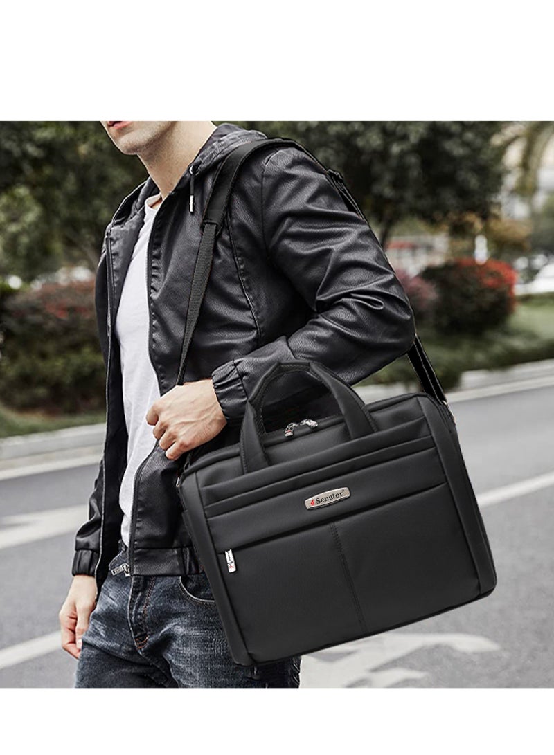 SENATOR Nylon Laptop Carrying Case 15 Inch Lightweight Adjustable Shoulder Straps Business College School Students KH8115 Black - Image 2