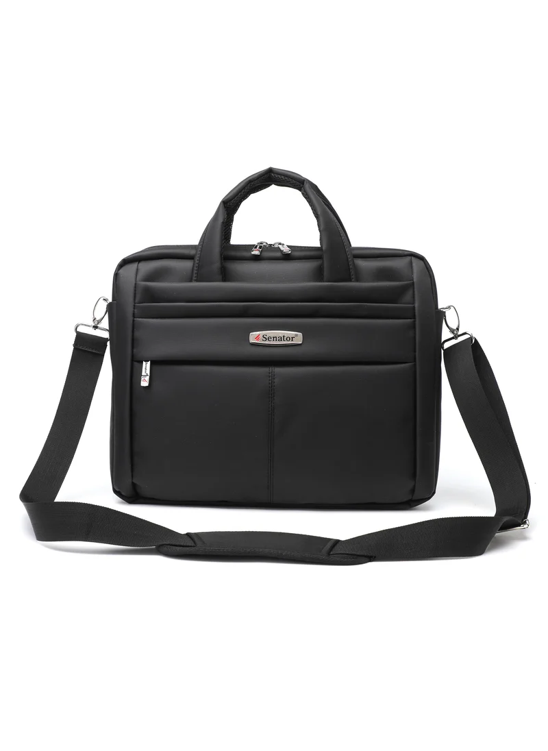 سيناتور Nylon Laptop Carrying Case 15 Inch Lightweight Adjustable Shoulder Straps Business College School Students KH8115 Black