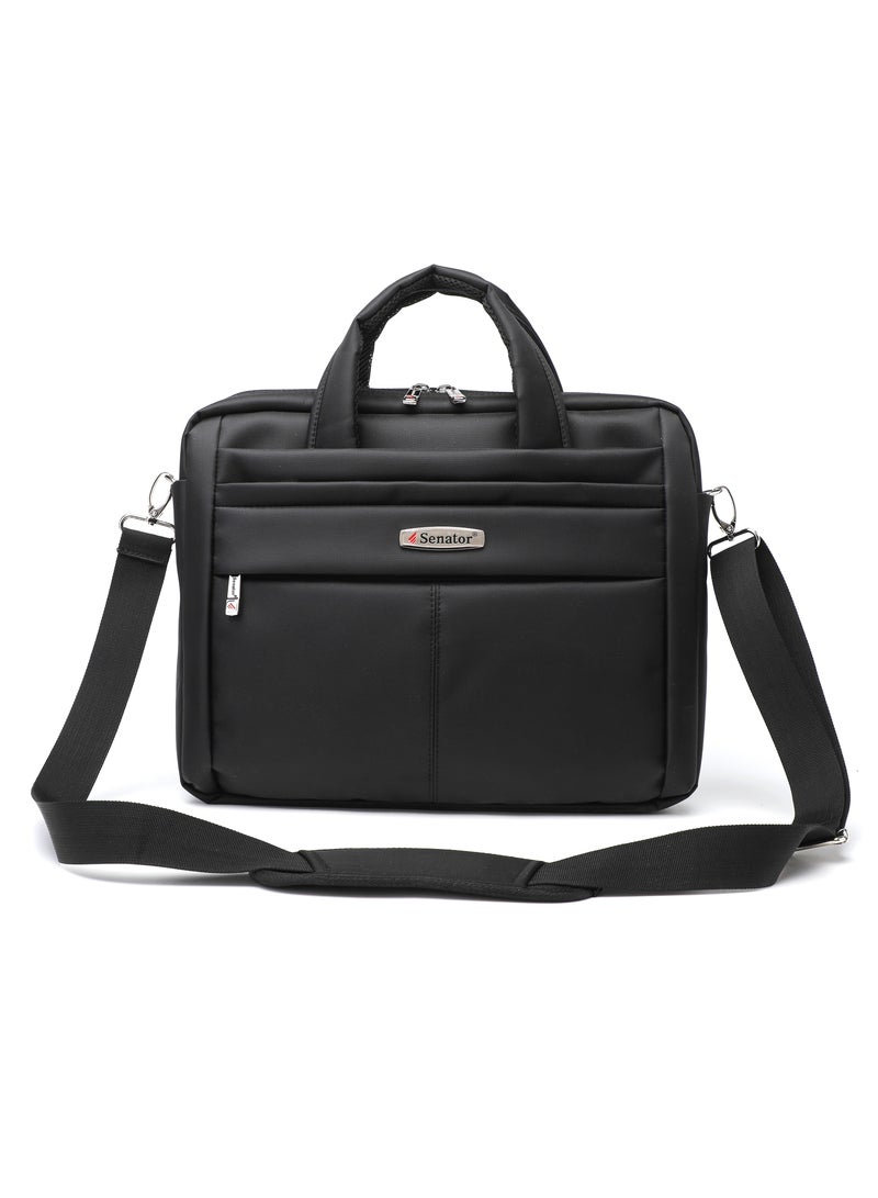 SENATOR Nylon Laptop Carrying Case 15 Inch Lightweight Adjustable Shoulder Straps Business College School Students KH8115 Black - Image 1