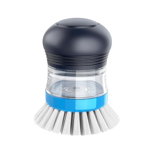 Mr Siga MR.SIGA Soap Dispensing Palm Brush, Kitchen Brush for Dish Pot Pan Sink Cleaning, Pack of 1, Navy/Blue - Image 1
