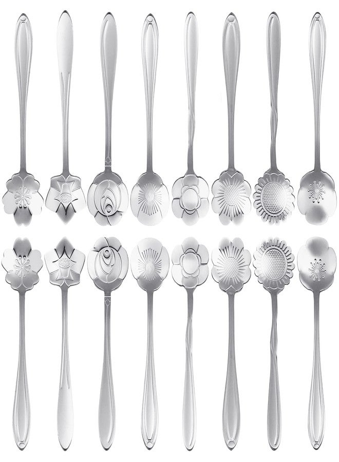 ESRISE 16 Pcs Teaspoon Tea Spoons, ESRISE Stainless Steel Cute Coffee Spoon for Tea Party Decorations (Silver) - Image 1