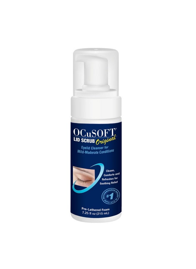 أوكيوسوفت منظف الجفون الرغوي الأصلي من OCuSOFT Lid Scrub - منظف رغوي لطيف فوري للجفون والرموش - غسول يومي للجفون لإزالة الزيوت والغبار وحبوب اللقاح ومكياج العين - 7.25 أونصة سائلة  - Image 1