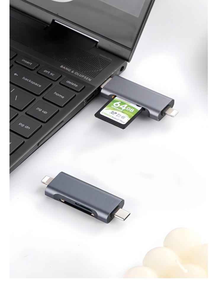 SD Card Reader for iPhone iPad Samsung Huawei Sony Google, Dual Connector (Lightning&USB-C) TF Micro SD SDXC SDHC Micro SDXC Micro SDHC MMC Memory Card Reader, 2 in 1 SD and TF Card Adapter Portable Trail Camera Viewer, No Driver Needed, Plug and Play - Image 4