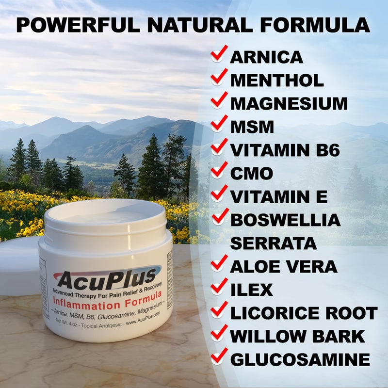 AcuPlus - Advanced Pain Relief Topical Anti Inflammatory Cream to Soothe Muscle & Joint Pain - Arthritis, Bursitis, & Tendonitis - Fast-Acting Formula with Natural Ingredients - 4 oz. - Image 4