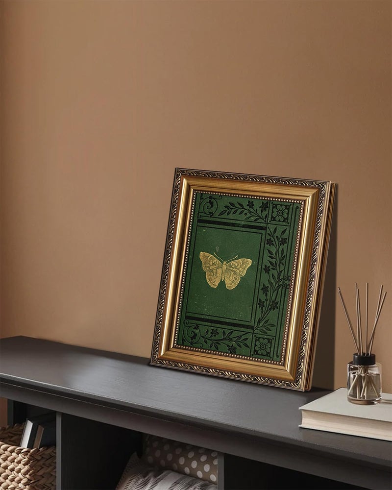 KBKBART Vintage Framed Wall Art for Living Room - Classical Emerald Green Old Bookcover Canvas Oil Painting Prints for Wall Decor  Gold Framed Vintage Wall Decor Aesthetic for Gallery Bedroom Bathroom Wall Decor  9""x12"" - Image 3