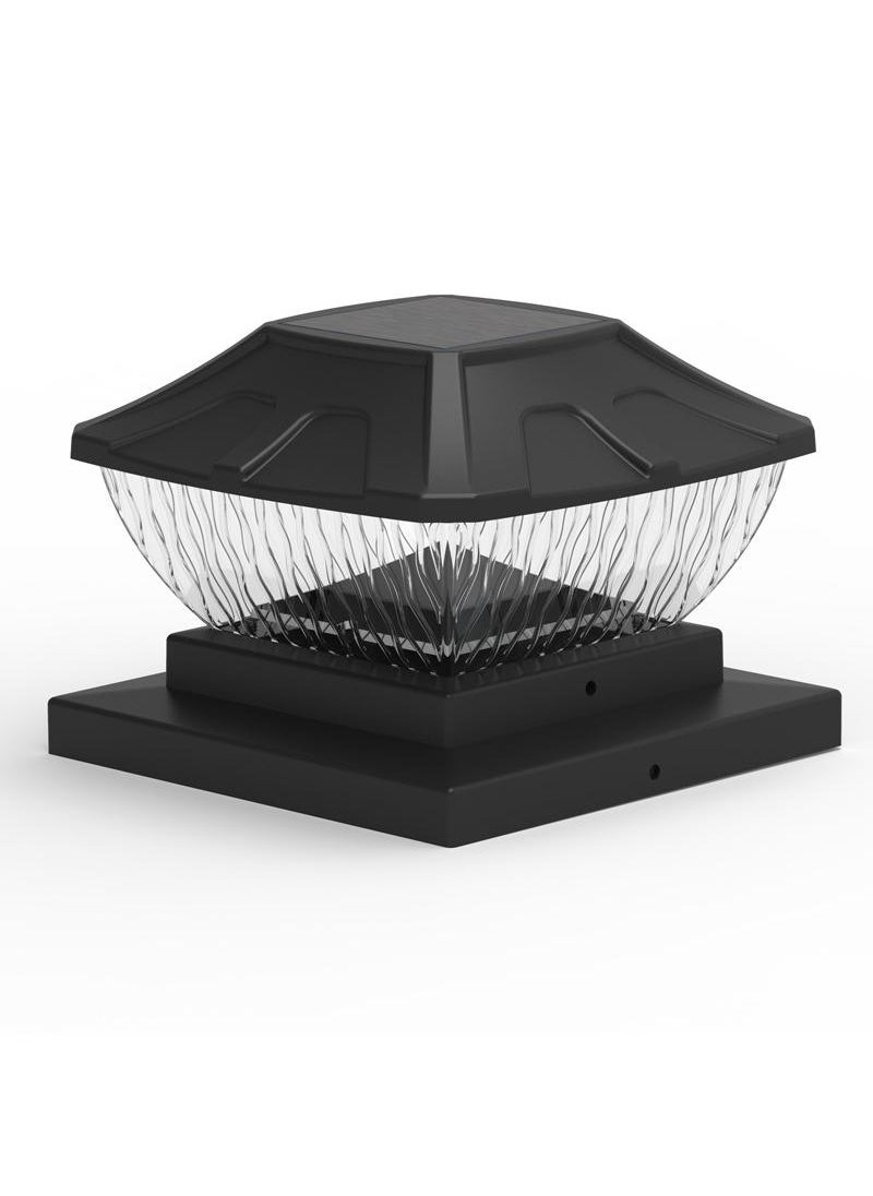 Generic - Outdoor waterproof solar pillar light Home courtyard garden wall post light 6X6 inch white and warm light black - Image 1