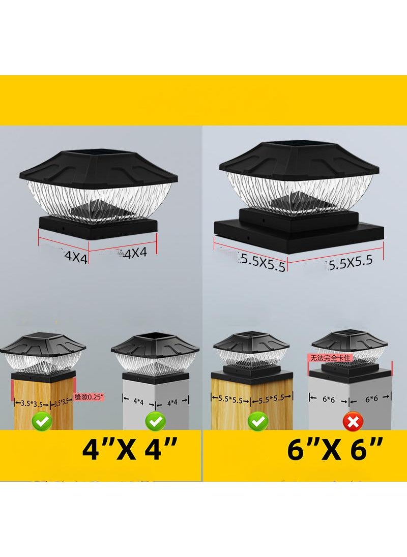 Generic - Outdoor waterproof solar pillar light Home courtyard garden wall post light 6X6 inch white and warm light black - Image 1