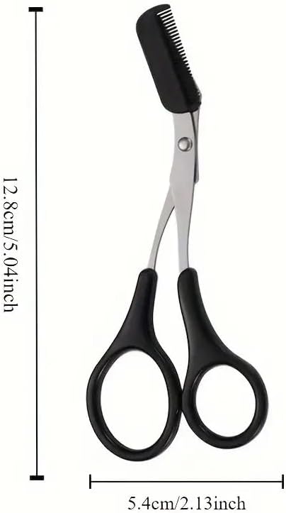 Eyebrow Trimmer Scissors with Comb Professional Precision Trimmer Eyebrow Eyelash Hair Remover Cut Scissors Beauty Tool for Men Women Black