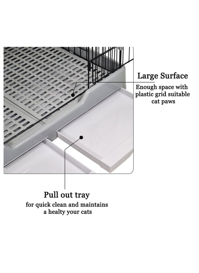 NNC PETS Cat cage, 2-Layers cat cage metal wire playpen with cozy Hammock, Wide floor, Removable tray, Ladder, and Universal wheels suitable for multiple cats 121 cm (Black/Grey)  - Image 5