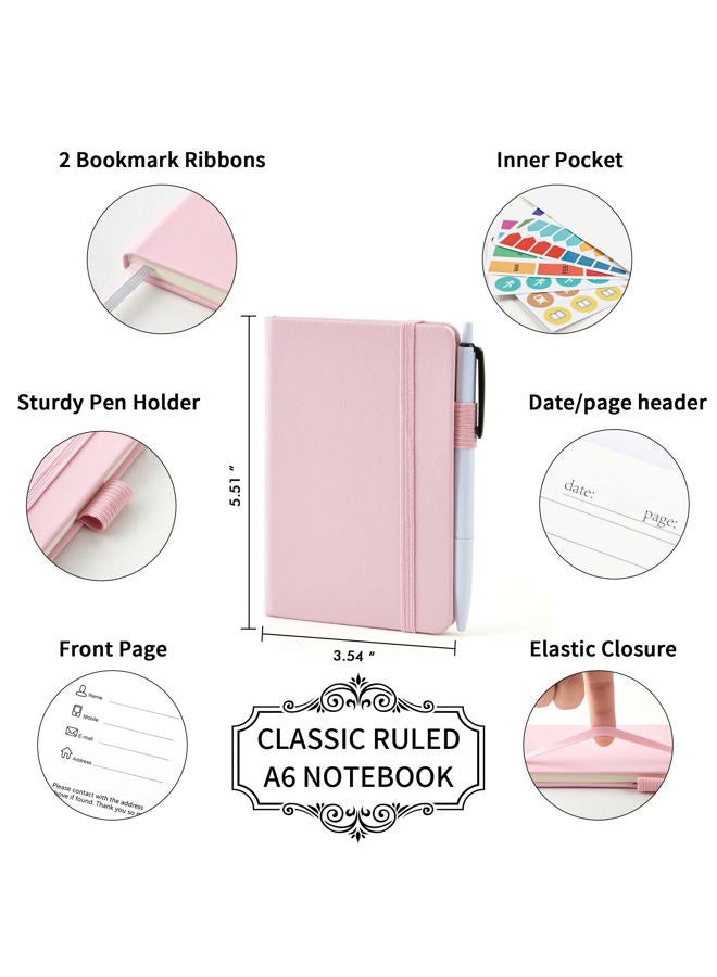 Feela 15 Pack Pocket Small Notebooks Bulk, Mini Cute Notepads Hardcover College Ruled Lined Journals with Pen Holder for School Business Memos, with 15 Black Pens, 3.5”x 5.5”, A6, Purple - Image 2