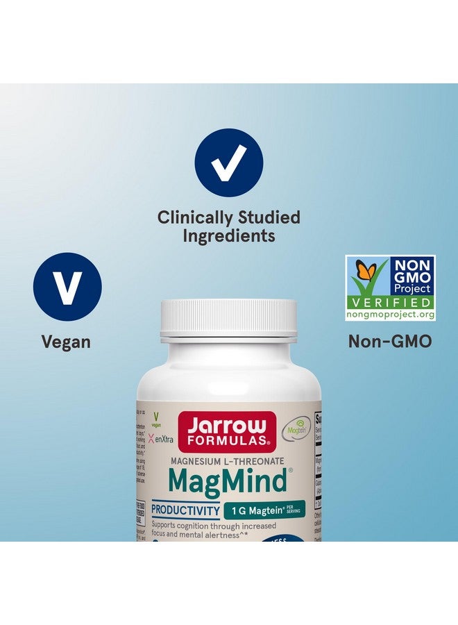 Jarrow Formulas Magnesium L-Threonate, MagMind Productivity, High Absorption Magnesium, Brain Supplements for Memory and Focus, 60 Veggie Capsules, Up to a 30 Day Supply - Image 5