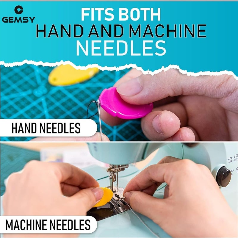GEMSY Handy Needle Threader Tool Pack of 20 | Automatic Thread Inserter Tool for Hand and Machine Sewing | Threader Pen, Needle Thread Inserter, Hoop, Leaf Simple | Easy Embroidery Kit Set (20 pcs) - Image 3