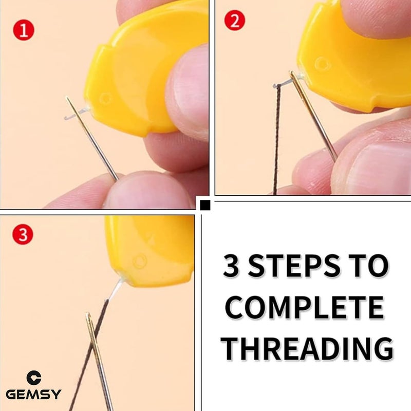 GEMSY Handy Needle Threader Tool Pack of 20 | Automatic Thread Inserter Tool for Hand and Machine Sewing | Threader Pen, Needle Thread Inserter, Hoop, Leaf Simple | Easy Embroidery Kit Set (20 pcs) - Image 2