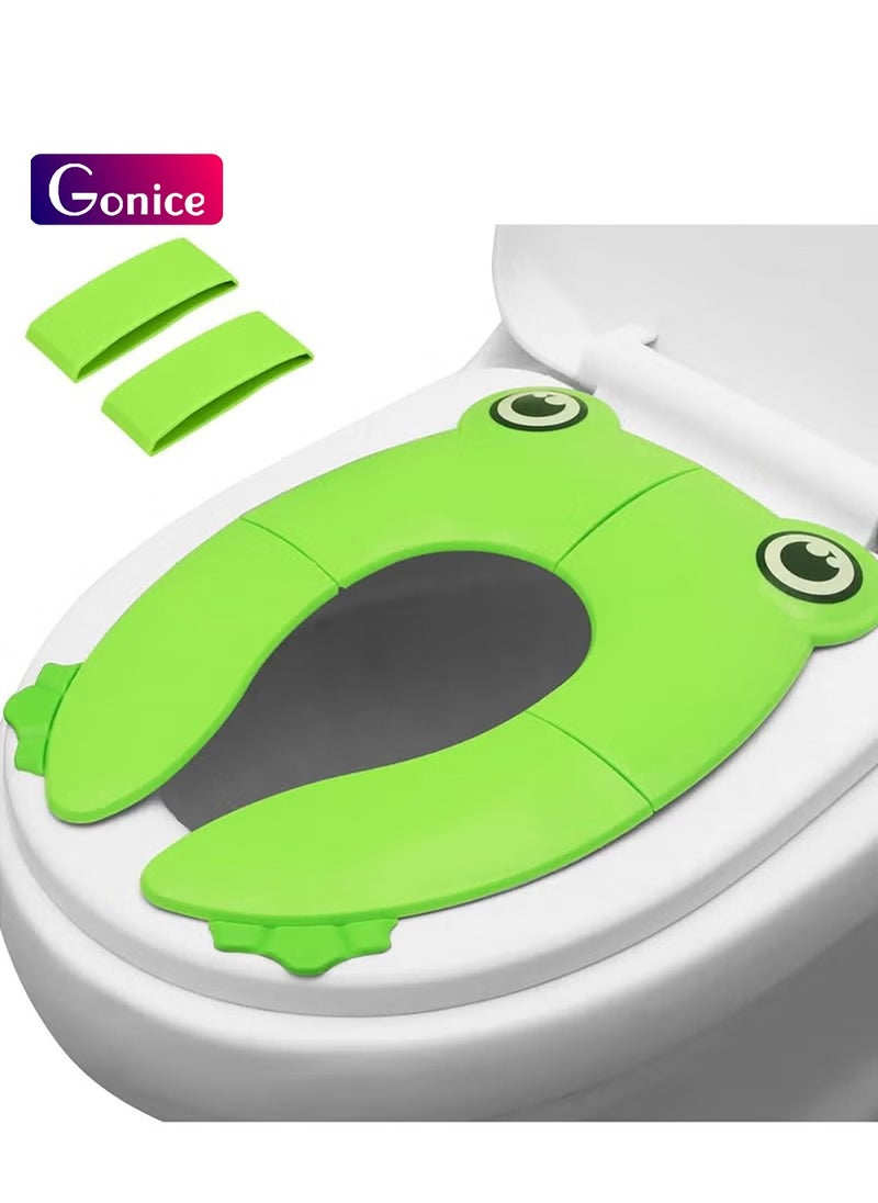 Gonice Toilet Seat Cover | Folding Travel Toilet Seat for Children and Potty Training | Portable Silicone Toilet Seat for Toddlers, Boys & Girls with Non-Slip Silicone Pads | Recyclable Toilet Seat  - Image 1