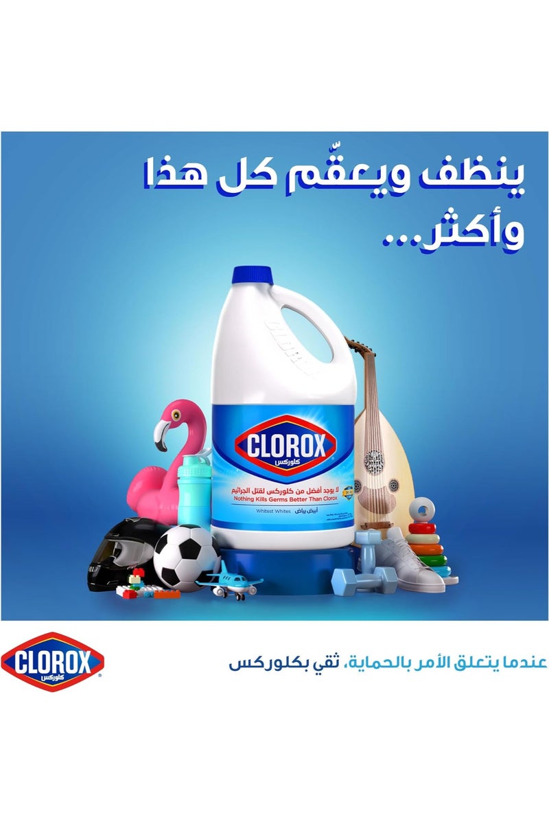 Clorox Liquid Bleach 3.78 L Kills 99.9% of Viruses and Bacteria, Inhibits Bacteria Growth for 48 Hours, Removes Stains - Image 3