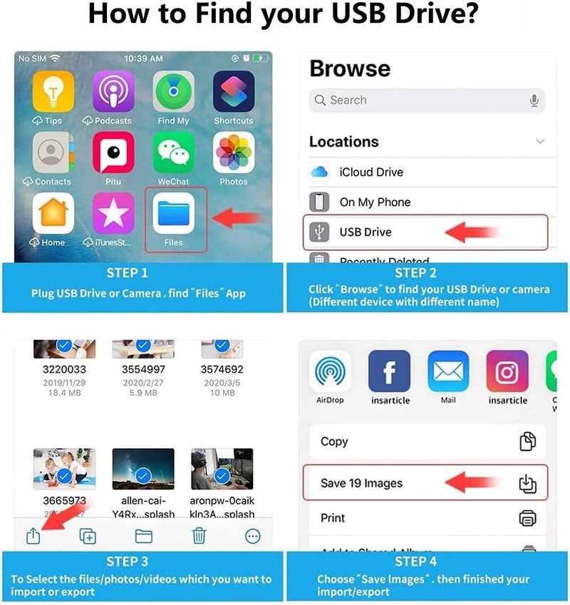 Wahbite Apple Lightning to USB Camera Adapter, USB 3.0 OTG Cable for iPhone/iPad to Connect Card Reader, USB Flash Drive, U Disk, Keyboard, Mouse, Hubs, MIDI, Plug & Play (White) - Image 4