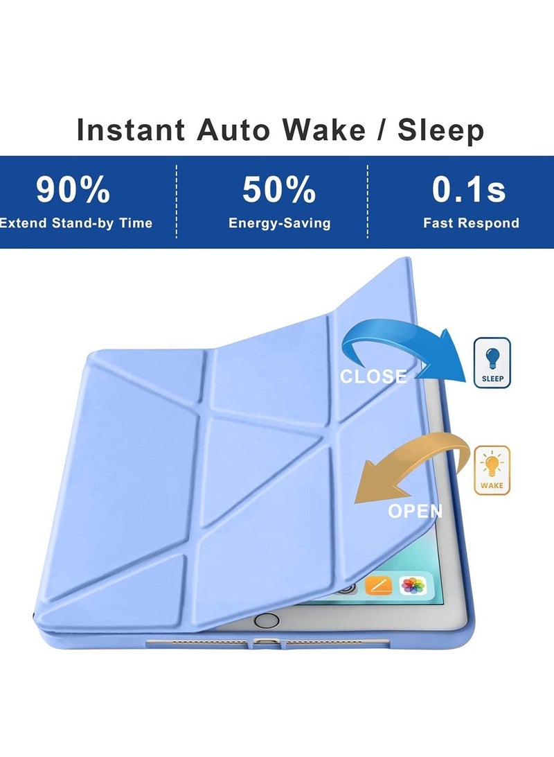 Techie حافظة فوليوا الذكية القابلة للطي بتصميم أوريغامي ثلاثي الطيات مع حامل قلم ووظيفة الاستيقاظ/النوم التلقائي لجهاز آبل آيباد برو 12.9 بوصة (2020، 2021، 2022) - أزرق فاتح - Image 3