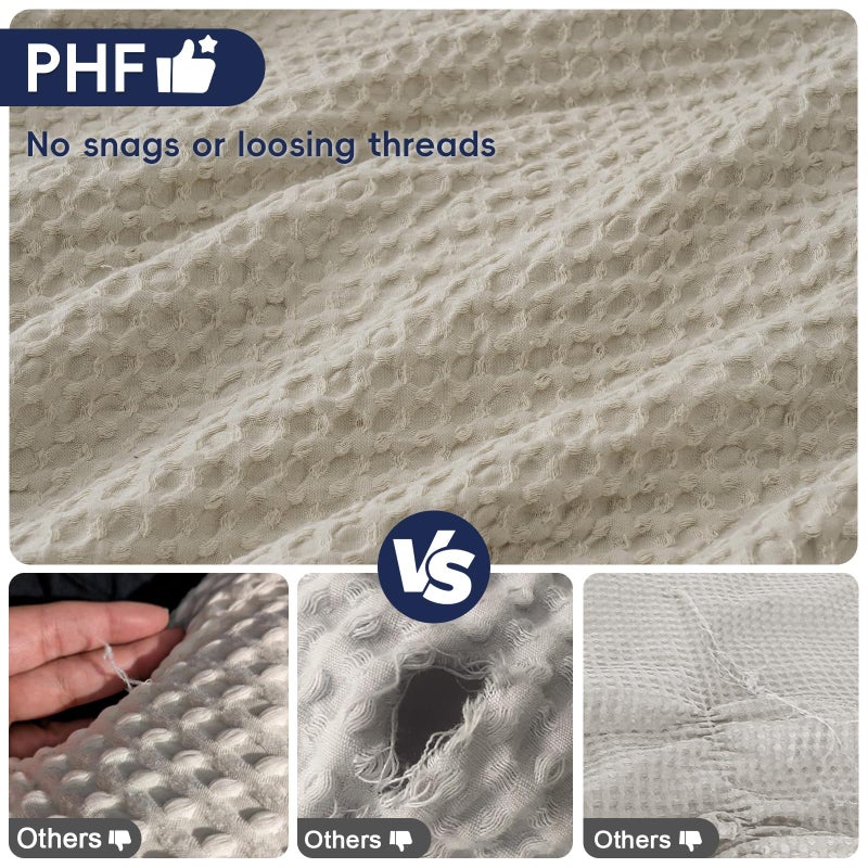 PHF غطاء وسادة جسم من PHF بتصميم الوافل الناعم للغاية مع سحاب، بدون حشوة، 1 عبوة 20" × 54"، غطاء وسادة تنفس وصديق للبشرة، غطاء وسادة سرير زخرفي أنيق، لون بني فاتح/كتان - Image 4
