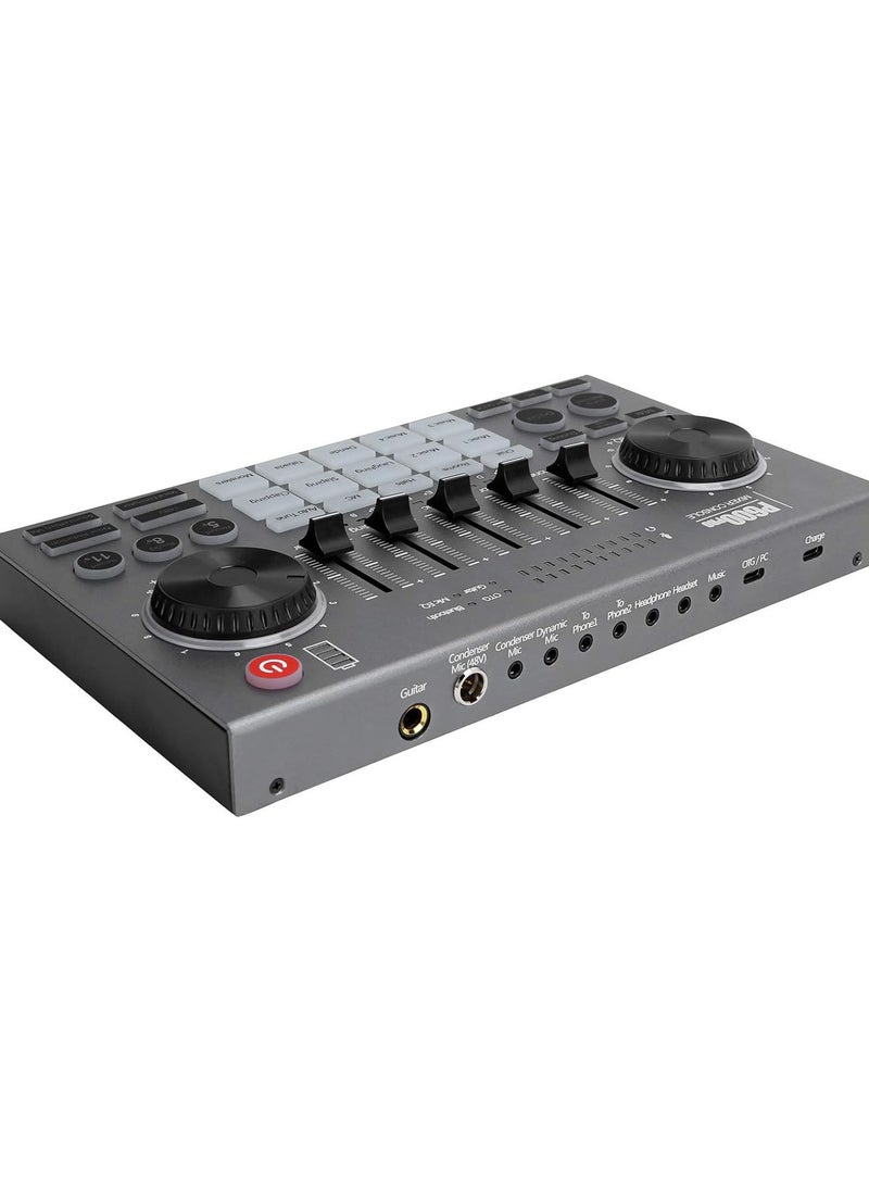BT Live Sound Card, USB OTG Voice Changer, OTG Action Indicator Audio Sound Mixer with Sound Effects for Mobile Phone/Computer Live Stream Recording