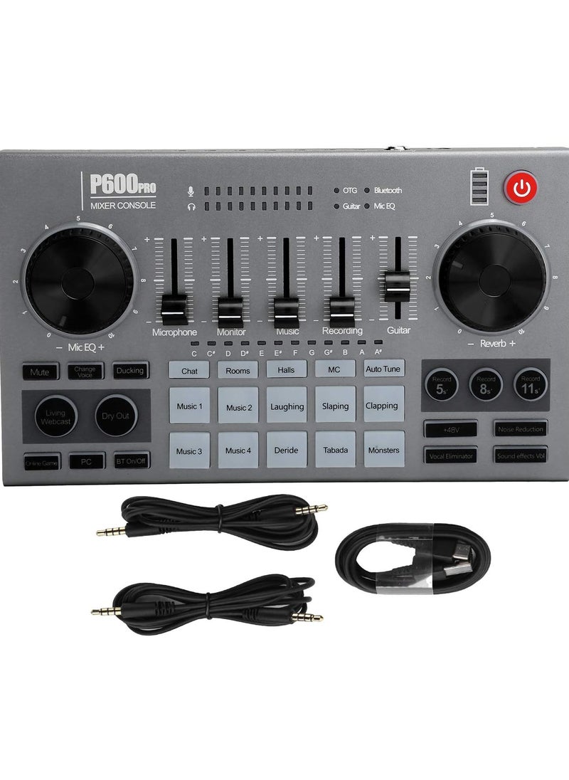 GGOOT BT Live Sound Card, USB OTG Voice Changer, OTG Action Indicator Audio Sound Mixer with Sound Effects for Mobile Phone/Computer Live Stream Recording  - Image 1