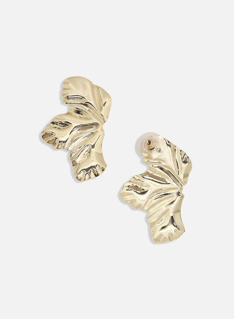 SOHI Textured Maple Leaf Artificial Stud Earring Jewellery