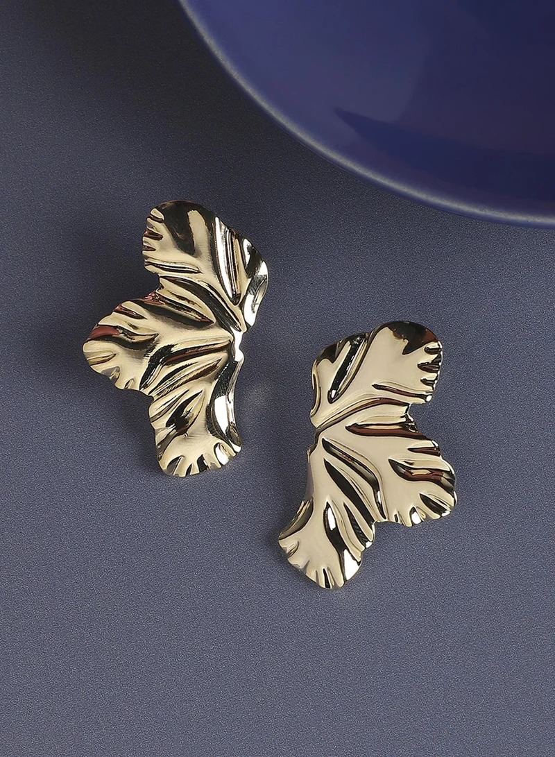 SOHI Textured Maple Leaf Artificial Stud Earring Jewellery