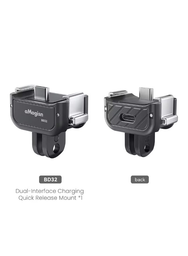 aMagisn Magnetic Quick‑Release Base Mount for DJI Osmo Pocket 4P / 4 / 3, Built‑in Type‑C Port for Microphone Input & Charging, Gimbal Camera Expansion Accessory - Image 1