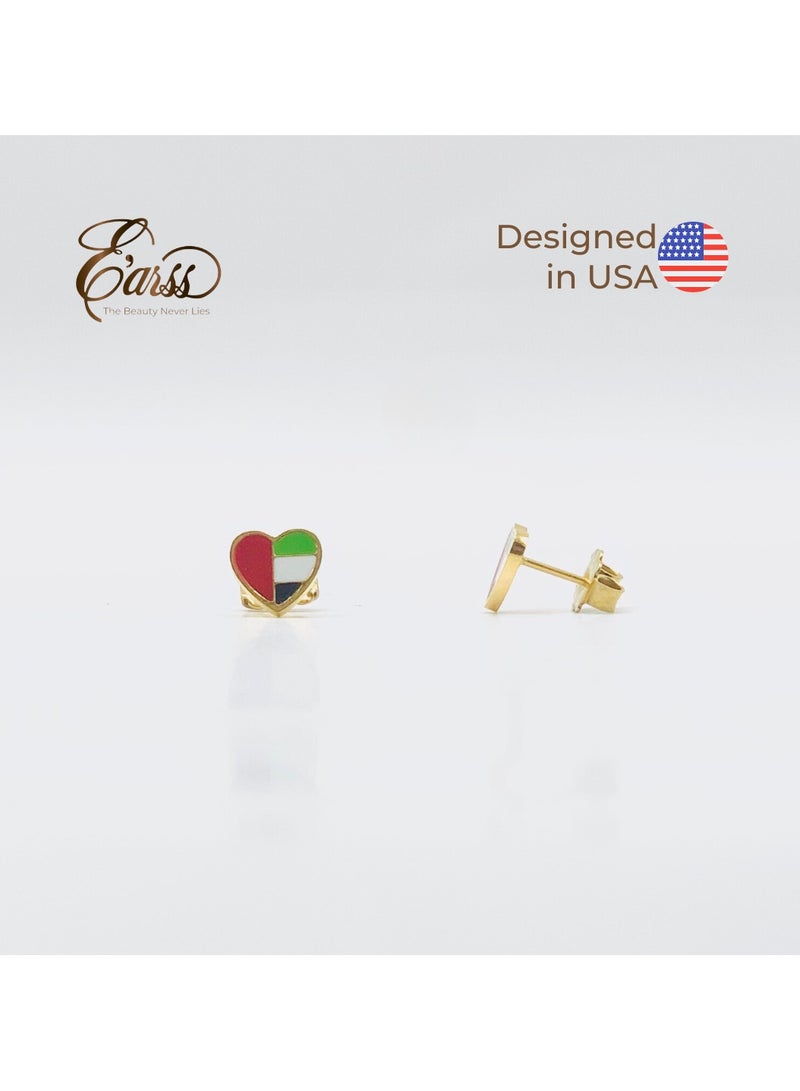 Earss Heart Shaped UAE Flag Earrings | Stainless Steel | Gold Plated - Image 3