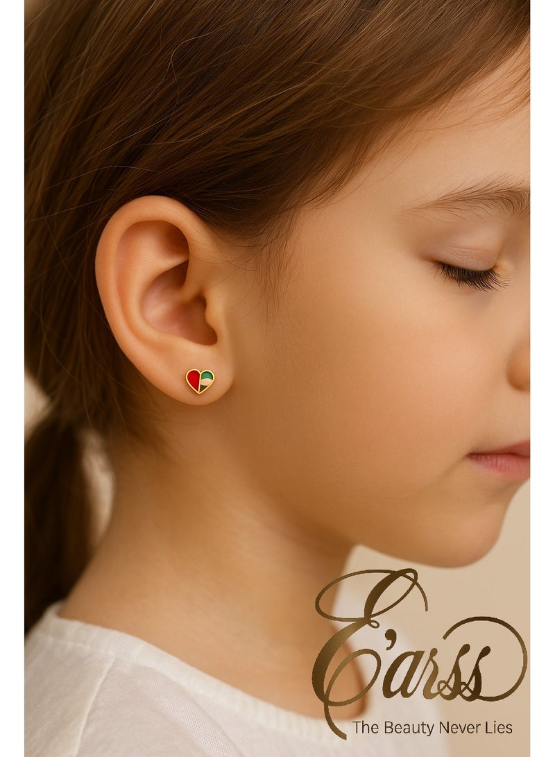 Earss Heart Shaped UAE Flag Earrings | Stainless Steel | Gold Plated - Image 2