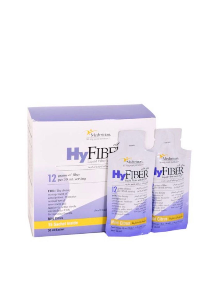 Medtrition HyFiber: A natural constipation supplement with a citrus flavor that may help improve bowel movements.  It can help soften the stomach without relying on chemical laxatives. Ideal for fluid restricted diets, lactose and gluten free.  - Image 1