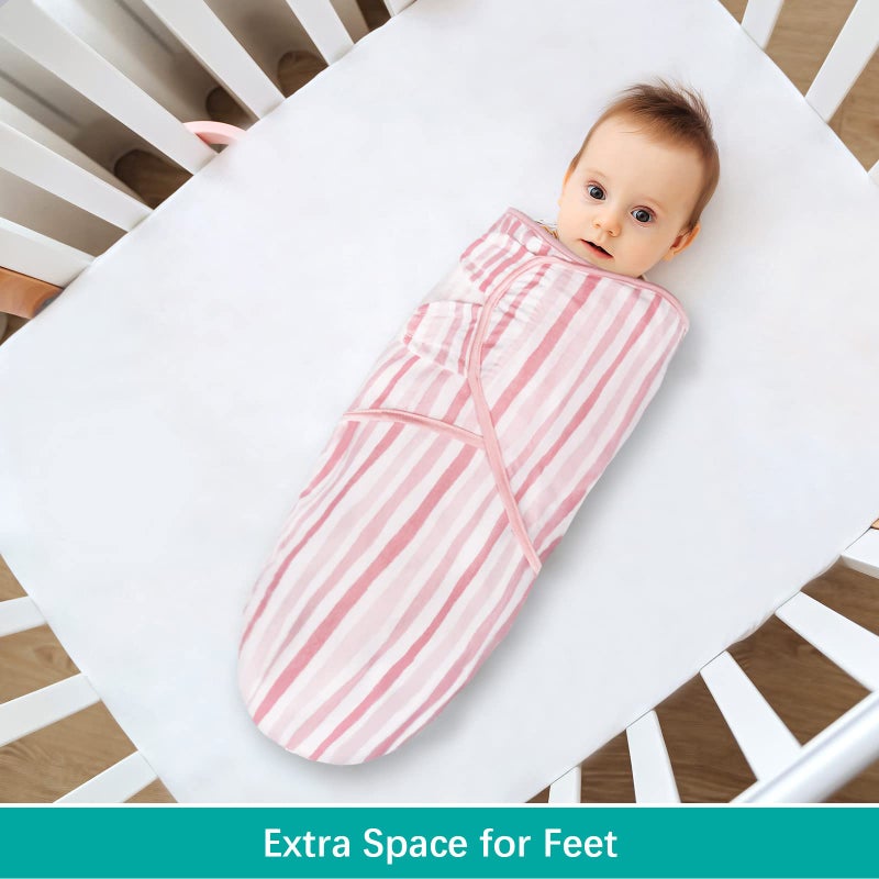 Biloban Baby Swaddles 0-3 Months for Girls - Cotton Swaddle Blanket, Newborn Essentials, Lovely Pink Print, 2 Pack - Image 4