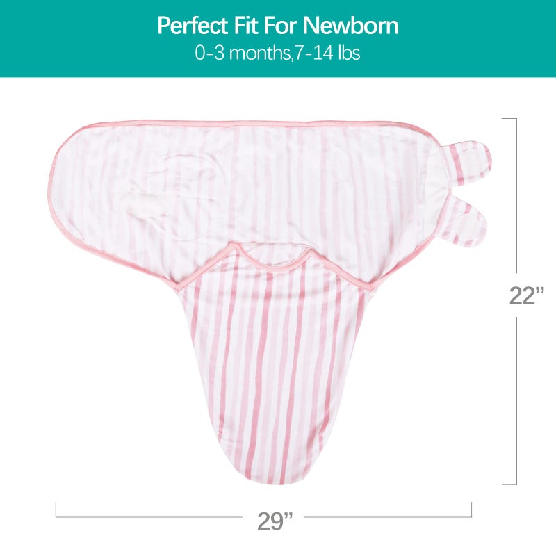 Biloban Baby Swaddles 0-3 Months for Girls - Cotton Swaddle Blanket, Newborn Essentials, Lovely Pink Print, 2 Pack - Image 5