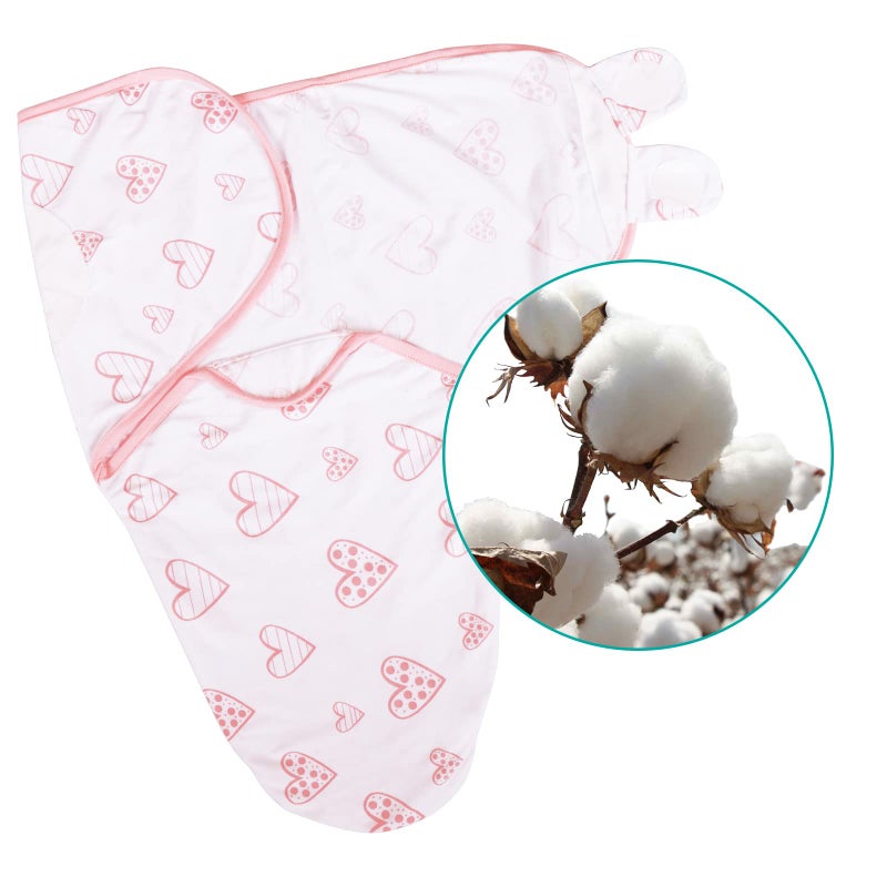 Biloban Baby Swaddles 0-3 Months for Girls - Cotton Swaddle Blanket, Newborn Essentials, Lovely Pink Print, 2 Pack - Image 3