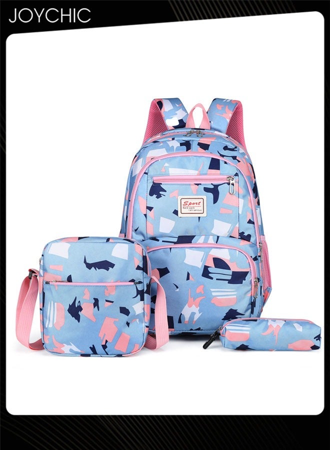 Joychic طقم حقيبة مدرسية مقاومة للماء من النايلون مكون من 3 قطع، حقيبة ظهر كبيرة السعة ومتينة مع جيب أمامي لطلاب المرحلة المتوسطة والثانوية - Image 1