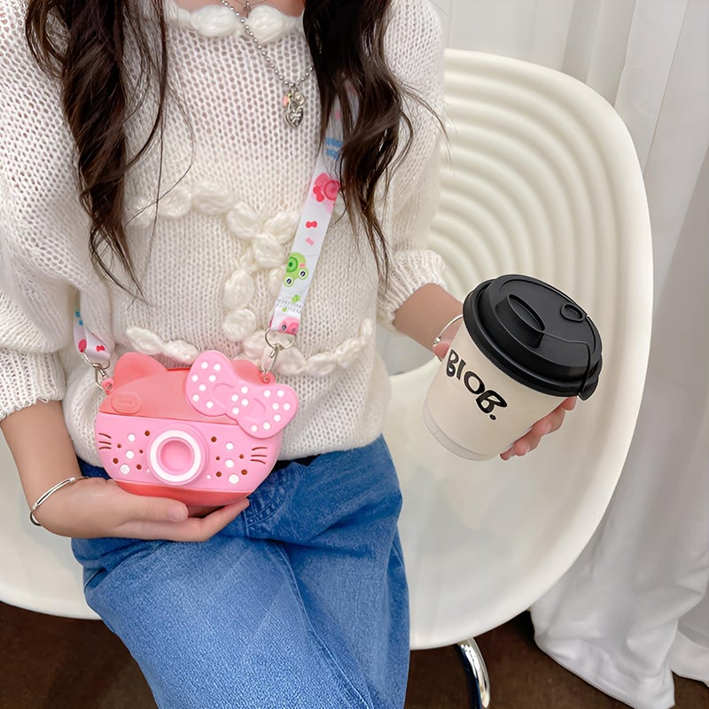 Syga Girls Cute Cartoon Camera-Shaped Kids Shoulder Bag – Soft Silicone Crossbody Bag with Adjustable Strap for Girls - Image 2