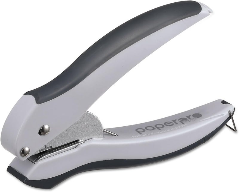 Bostitch Office EZ Squeeze One-Hole Punch, 10 Sheet Capacity, Lightweight, Gray/Blue (2402) - Image 1